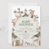 ウッドランド動物のアーチベビーシャワー 招待状 (正面)