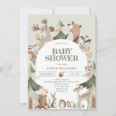 ウッドランド動物のアーチベビーシャワー 招待状 (正面)