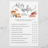 ウッドランド動物のシャワーの下に紙ゲームカード チラシ (正面)