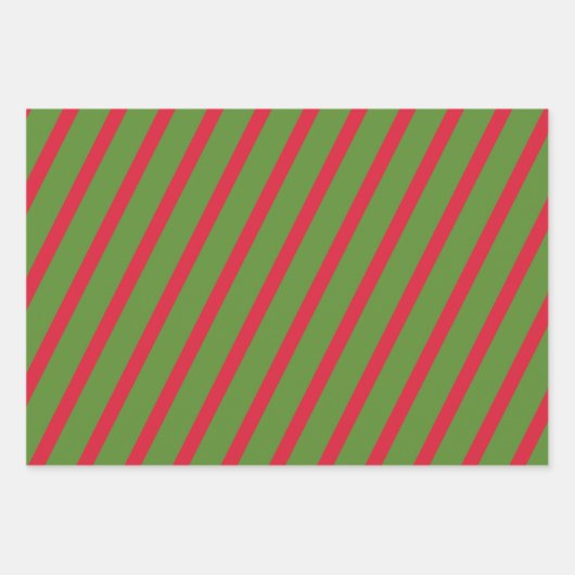 ウッドランド動物のパターン赤い緑メリークリスマス ラッピングペーパーシート (正面2)