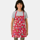 ウッドランド動物のパターン赤メリークリスマス エプロン (インサイチュ)