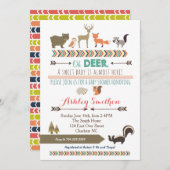 ウッドランド動物のベビーシャワー 招待状 (正面/裏面)