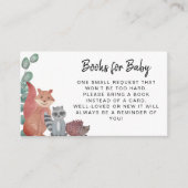 ウッドランド動物のベビー赤ちゃんシャワー用の本 エンクロージャーカード (正面)