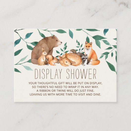 ウッドランド動物の友人ギフトディスプレイシャワーエンクロージャ エンクロージャーカード (正面)