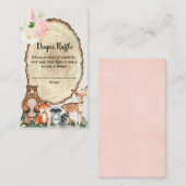 ウッドランド動物の女の子の赤ちゃんシャワーおむつラッフル エンクロージャーカード (正面/裏面)