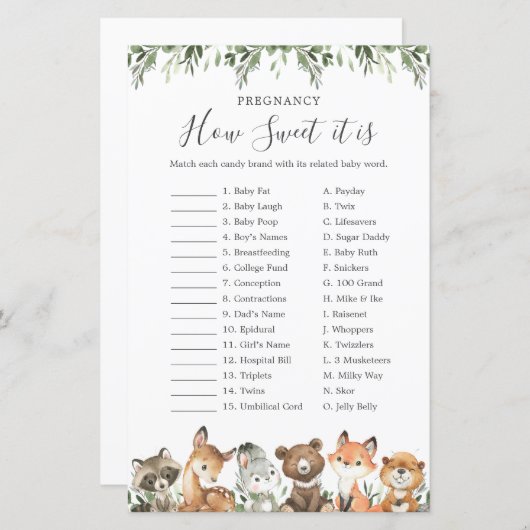 ウッドランド動物の妊娠それがゲームの甘さ (正面/裏面)