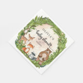 ウッドランド動物の木のスライス緑ベビーシャワー スタンダードランチョンナプキン (角)