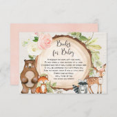 ウッドランド動物の本リクエスト女の子の赤ちゃんシャワーenc エンクロージャーカード (正面/裏面)