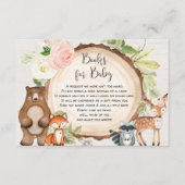 ウッドランド動物の本リクエスト女の子の赤ちゃんシャワーenc エンクロージャーカード (正面)