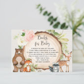 ウッドランド動物の本リクエスト女の子の赤ちゃんシャワーenc エンクロージャーカード (スタンド正面)