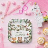 ウッドランド動物の森かわいい赤ちゃん女の子シャワー ペーパープレート (パーティー)