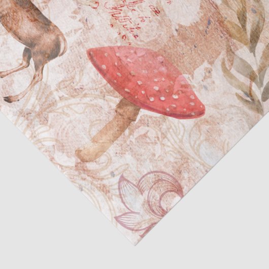 ウッドランド動物の森のアンティークヴィンテージ切り離し 薄葉紙 (詳細)