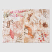 ウッドランド動物の森のアンティークヴィンテージ切り離し 薄葉紙 (正面)