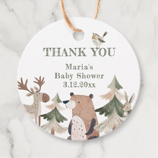 ウッドランド動物の森のクマありがとう フェイバータグ (正面)