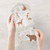 ウッドランド動物の森の友だち赤ちゃんシャワー本 オールインワン招待状 (貼ってはがせる)