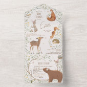 ウッドランド動物の森の友だち赤ちゃんシャワー本 オールインワン招待状 (内側)