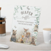 ウッドランド動物の森の緑ベビーシャワーおむつ 台座サイン (インサイチュ)
