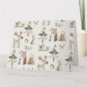 ウッドランド動物の森の赤ちゃんシャワーありがとう カード (裏面)