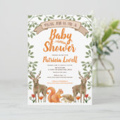 ウッドランド動物の森の赤ちゃんシャワー男女兼用 招待状 (スタンド正面)
