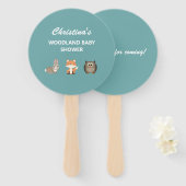 ウッドランド動物の森の赤ちゃんシャワー ハンドファン (正面&裏面)