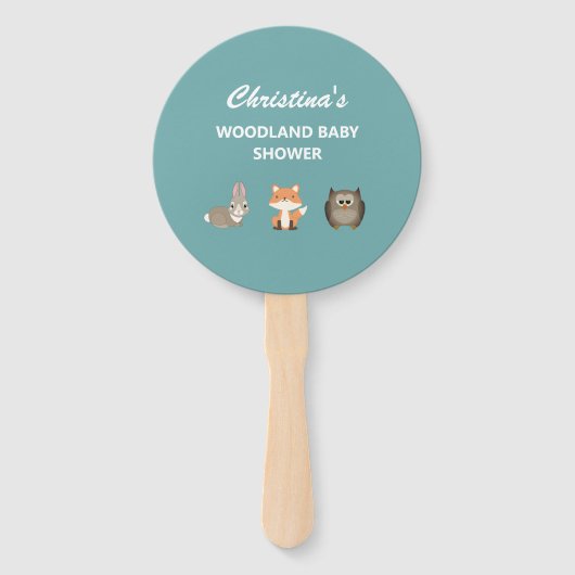 ウッドランド動物の森の赤ちゃんシャワー ハンドファン (正面)