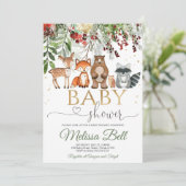 ウッドランド動物の森の赤ちゃんシャワー 招待状 (スタンド正面)