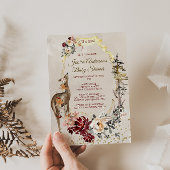 ウッドランド動物の水の色のフローラ女の子の赤ちゃんシャワー 招待状