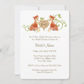 ウッドランド動物の生き物、キツネnつる植物結婚式 セーブザデート (正面)