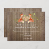 ウッドランド動物の生き物、キツネnつる植物結婚式 出欠カード (正面/裏面)