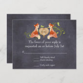 ウッドランド動物の生き物、キツネnつる植物結婚式 出欠カード (正面/裏面)