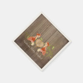 ウッドランド動物の生き物、キツネnつる植物 生まれたばかりの スタンダードカクテルナプキン (角)