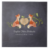 ウッドランド動物の生き物、キツネnつる植物 生まれたばかりの タイル (正面)