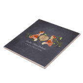 ウッドランド動物の生き物、キツネnつる植物 生まれたばかりの タイル (側面)