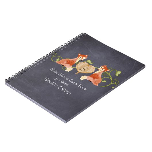 ウッドランド動物の生き物、キツネnつる植物 生まれたばかりの ノートブック (左側)