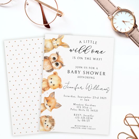 ウッドランド動物の秋男の赤ちゃんのシャワー招待状 招待状