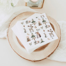 ウッドランド動物の素朴な赤ちゃんシャワー スタンダードカクテルナプキン