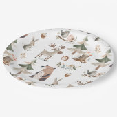 ウッドランド動物の素朴な赤ちゃんシャワー ペーパープレート (アングル)
