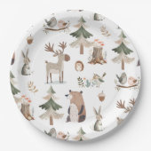 ウッドランド動物の素朴な赤ちゃんシャワー ペーパープレート (正面)
