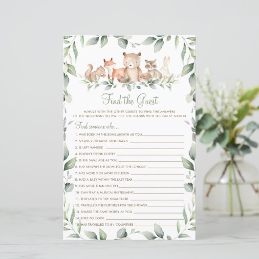 ウッドランド動物の緑がゲストゲームを見つける (スタンド正面)