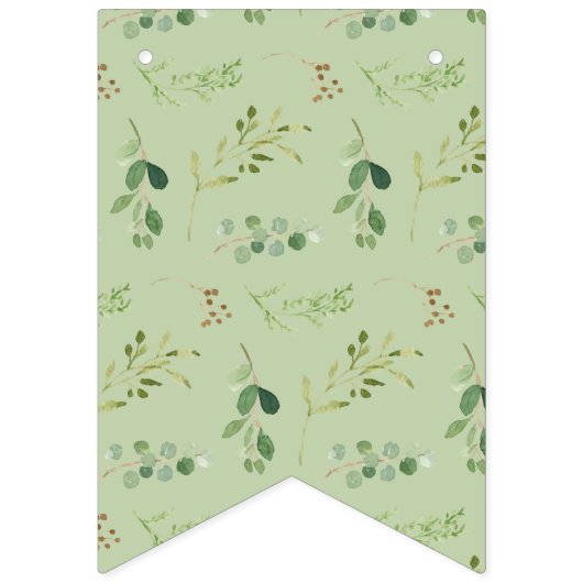 ウッドランド動物の緑それは男の子のシャワーだ バンティングフラッグ (第1の旗)