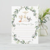 ウッドランド動物の緑の時間カプセルメッセージカード 招待状 (スタンド正面)