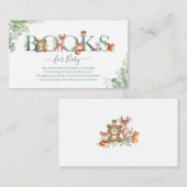 ウッドランド動物の緑の本の赤ちゃんシャワーE エンクロージャーカード (正面/裏面)