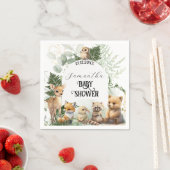 ウッドランド動物の緑の森の赤ちゃんシャワー スタンダードカクテルナプキン (インサイチュ)