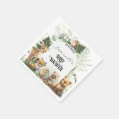 ウッドランド動物の緑の森の赤ちゃんシャワー スタンダードカクテルナプキン (角)