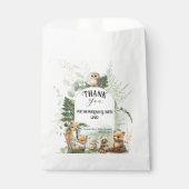 ウッドランド動物の緑の森の赤ちゃんシャワー フェイバーバッグ (正面)