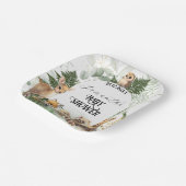 ウッドランド動物の緑の森の赤ちゃんシャワー ペーパープレート (傾斜あり)