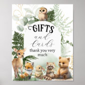 ウッドランド動物の緑の贈り物ベビーシャワー ポスター (正面)