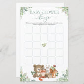 ウッドランド動物の緑の赤ちゃんシャワービンゴゲーム (正面/裏面)