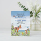 ウッドランド動物の緑の赤ちゃんシャワー(郵便) インビテーションポストカード (スタンド正面)