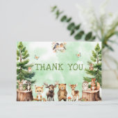 ウッドランド動物の花咲き赤ちゃんシャワー サンキューカード (スタンド正面)